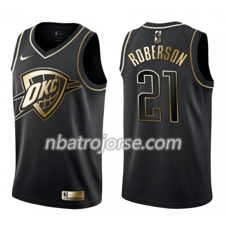 Män Oklahoma City Thunder Tröja Andre Roberson 21 Nike Svart Guld Edition Swingman